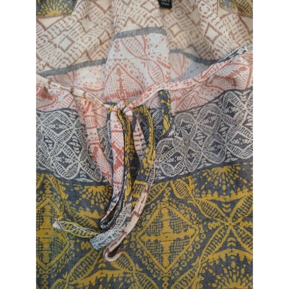 Fred David blouse plus size 3X sheer tie-neck geometric stripe long sleeve top - Picture 4 of 11